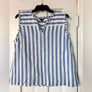 Talbots Blue & White Striped Sleeveless V-Neck Tank